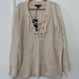 BRAND NEW LACE UP VNECK SWEATER